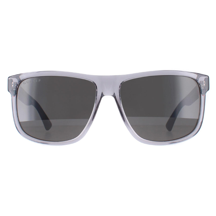 Gucci GG0010S Sunglasses Transparent Grey and Black / Grey Polarized