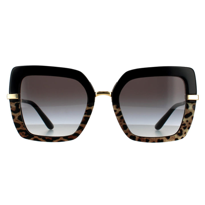 Dolce & Gabbana Sunglasses DG4373 32448G Top Black on Print Leopard Black Grey Gradient