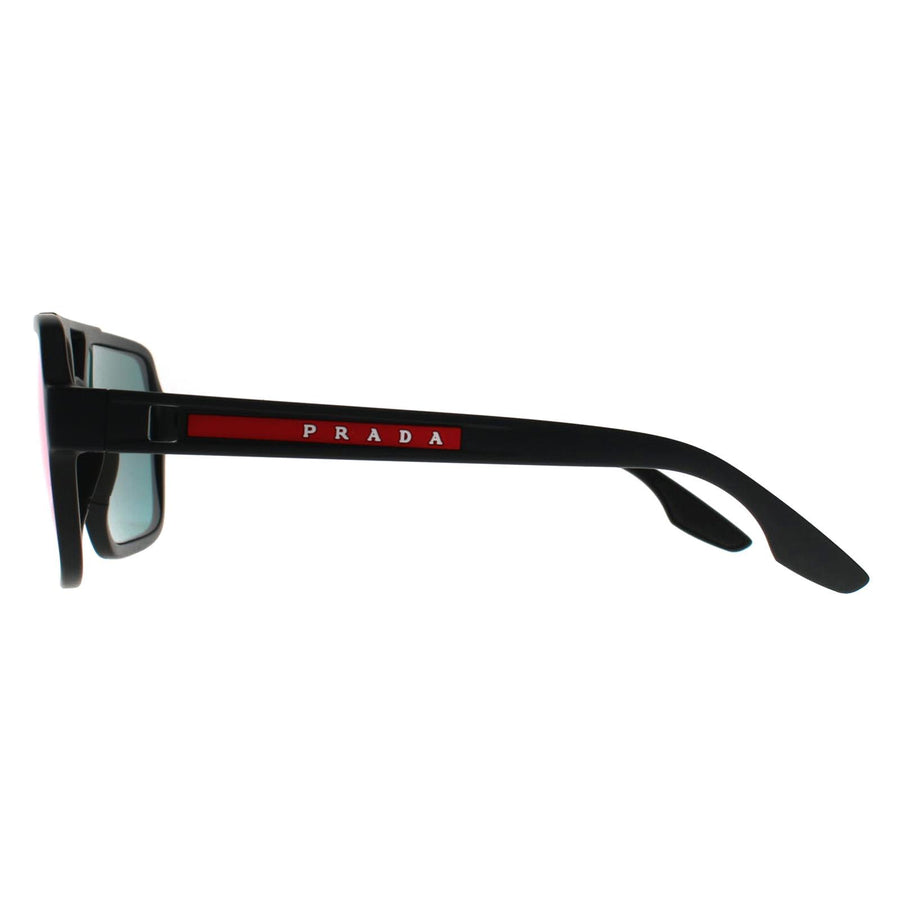 Prada Sport Sunglasses PS 01XS DG008F Black Rubber Dark Grey Mirror Blue Red