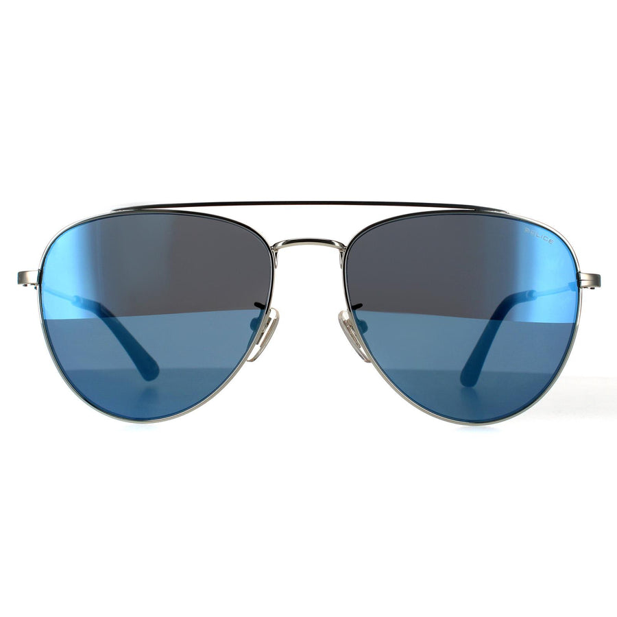Police SPL995 Origins Lite 1 Sunglasses Silver / Blue Mirror 54