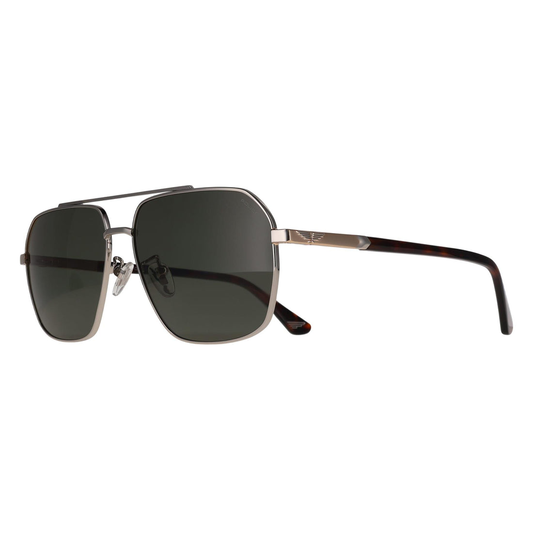 Police Sunglasses SPLQ85 New Crossroads 4 0579 Shiny Palladium Green