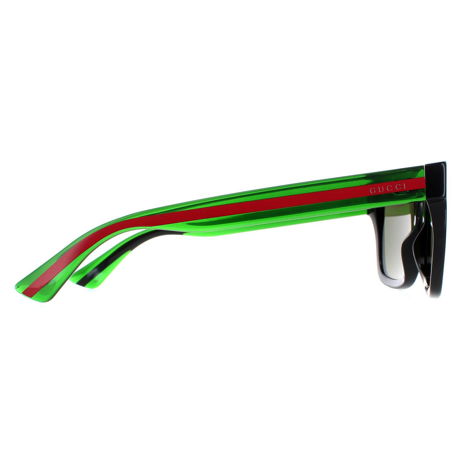 Gucci Sunglasses GG0001SN 002 Black and Green With Red Stripe Green