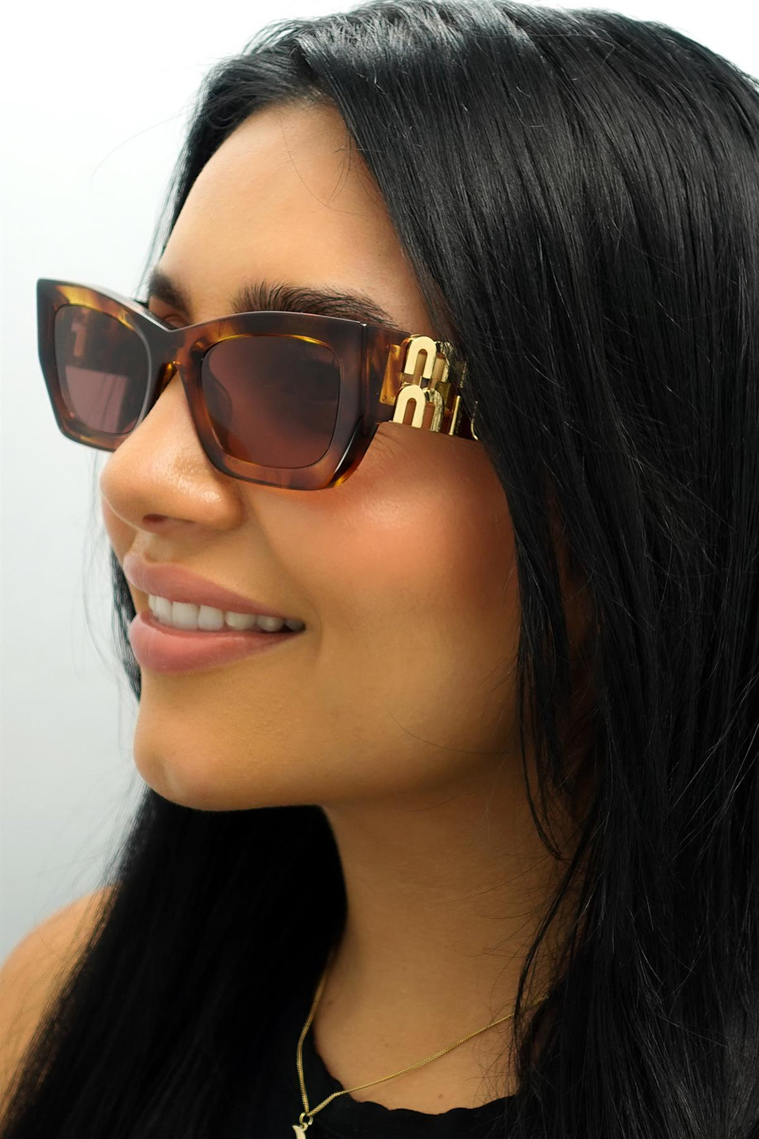Miu Miu Sunglasses MU09WS 11Q08S Striped Tobacco Dark Violet