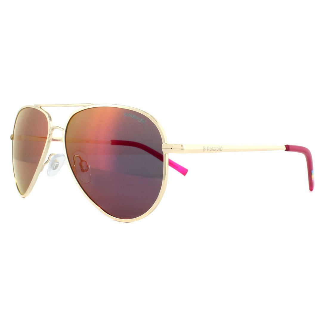 Polaroid Kids Sunglasses PLD 8015/N J5G AI Gold Grey Pink Mirror Polarized