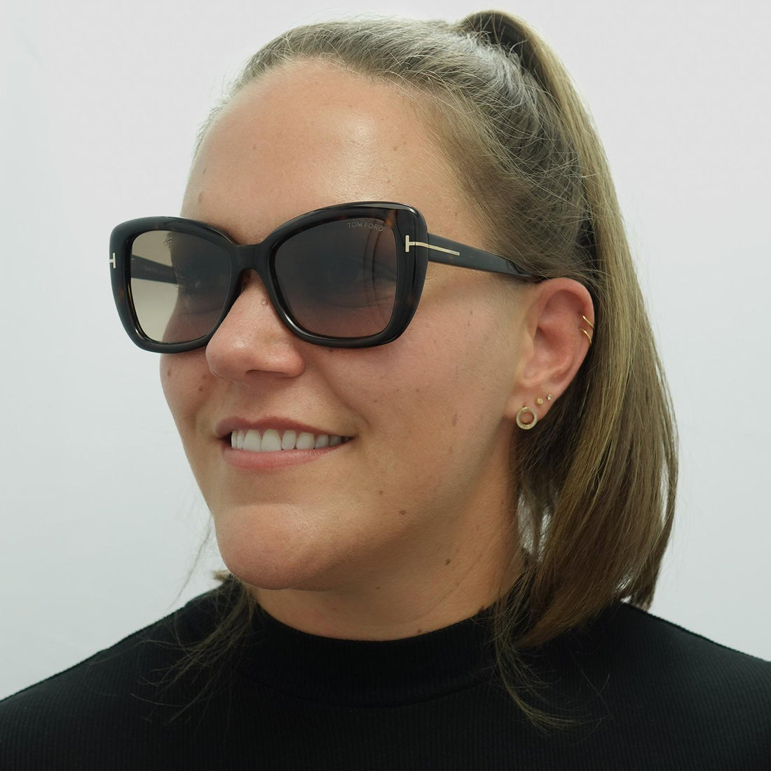 Tom Ford Sunglasses Maeve FT1008 52F Dark Havana Brown Gradient