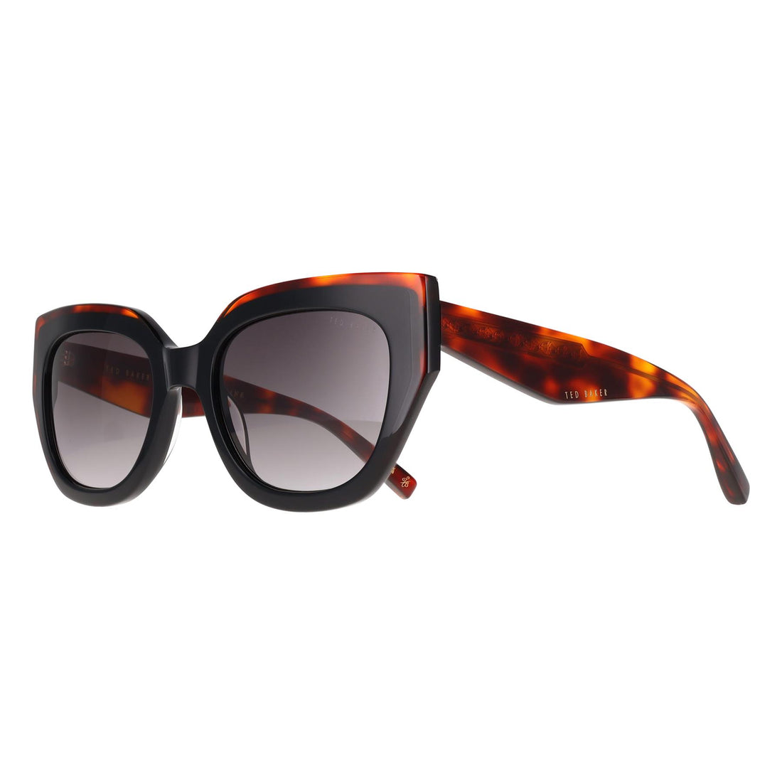 Ted Baker Sunglasses TB1757 Coral 001 Gloss Solid Black and Havana Grey Gradient