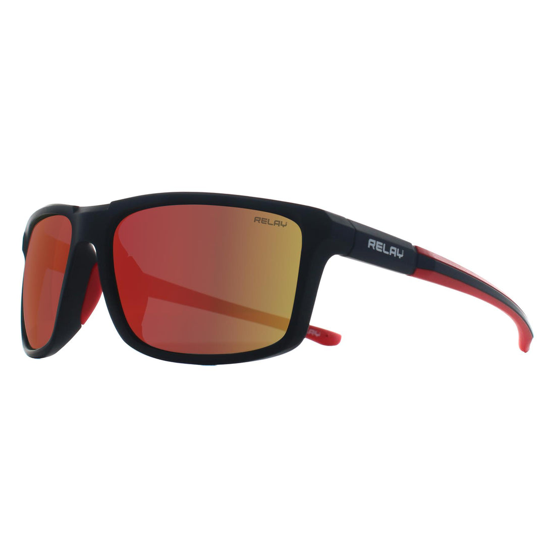 Relay Rectangle Unisex Matte Black and Red Red Revo Polarized Swiftline Sunglasses