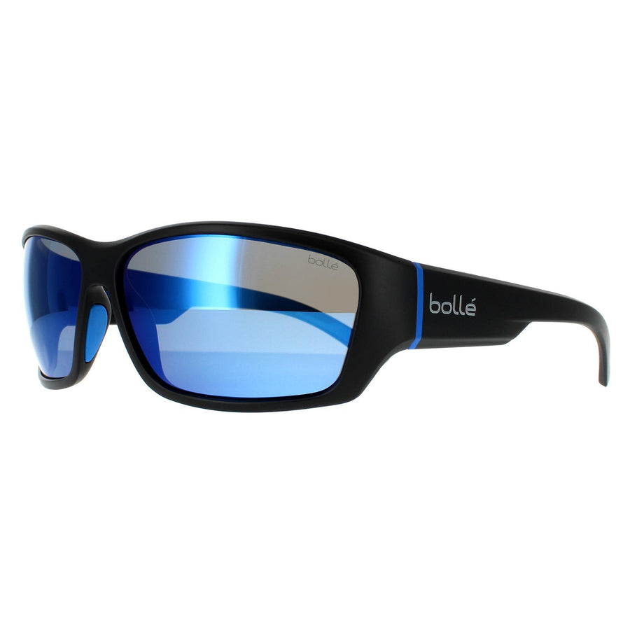 Bolle Sunglasses Ibex 12374 Matte Black and Blue Blue Mirror