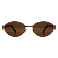 Celine Sunglasses CL40235U Metal Triomphe 28E Shiny Yellow Gold Brown Silver Mirror