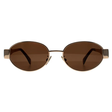 Celine Sunglasses CL40235U Metal Triomphe 28E Shiny Yellow Gold Brown Silver Mirror