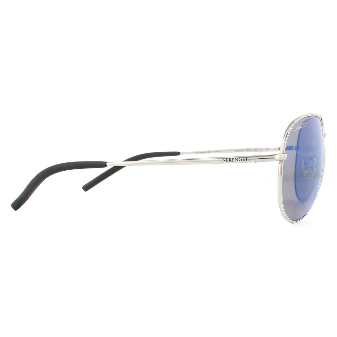 Serengeti Sunglasses Carrara 8547 Shiny Silver Mineral Polarized 555nm Blue