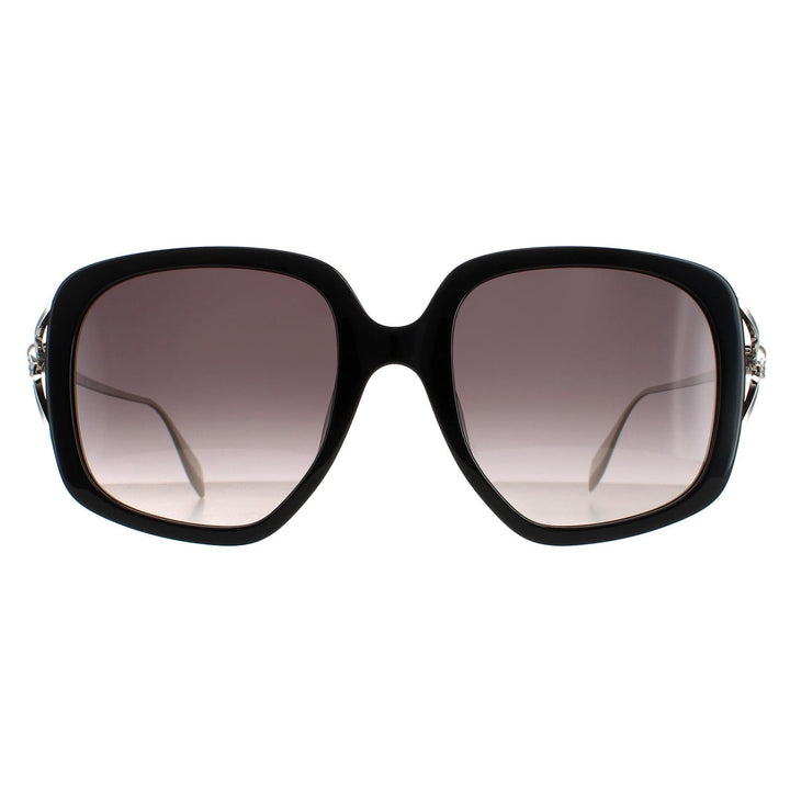 Alexander McQueen AM0374S Sunglasses Black Silver / Grey Gradient