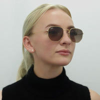 Ray-Ban Sunglasses Hexagonal RB3548N 912443 Polished Gold Brown Gradient
