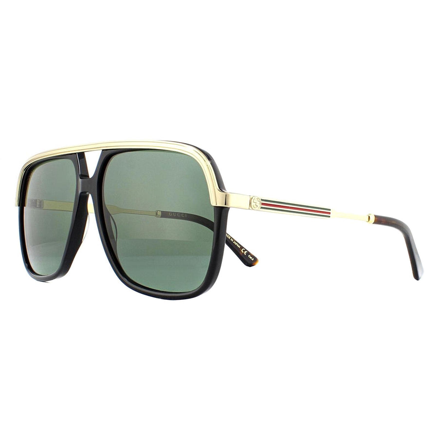 Gucci Sunglasses GG0200S 001 Black and Gold Green