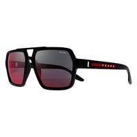 Prada Sport Sunglasses PS 01XS DG008F Black Rubber Dark Grey Mirror Blue Red