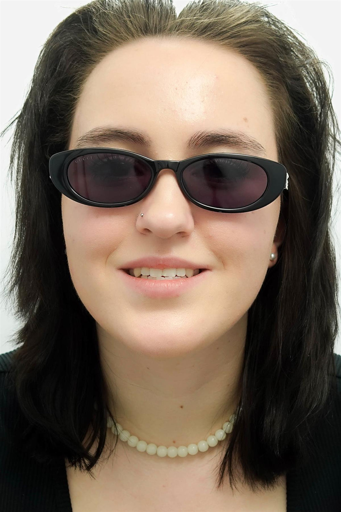 Gucci Sunglasses GG1680S 002 Black with Silver Crystal Stud Detail Grey