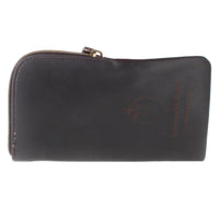 Ermenegildo Zegna Sunglasses Case Brown Leather Zipped Pouch with Cleaning Cloth