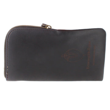 Ermenegildo Zegna Sunglasses Case Brown Leather Zipped Pouch with Cleaning Cloth