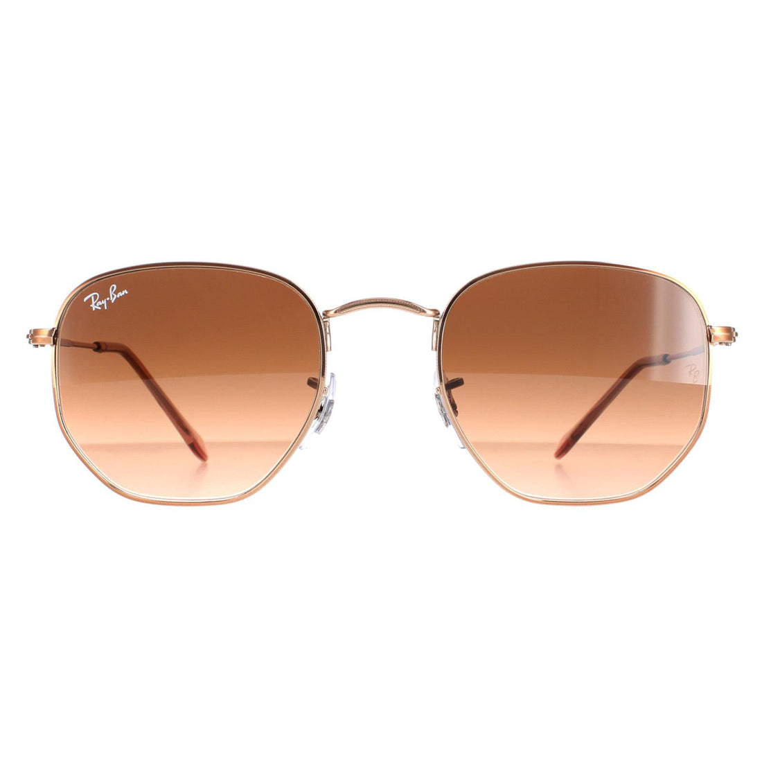 Ray-Ban Hexagonal RB3548N Sunglasses Polished Bronze Copper Brown Gradient 51