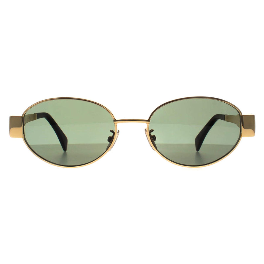 Celine Sunglasses Metal Triomphe CL40235U 30N Shiny Endura Gold Green