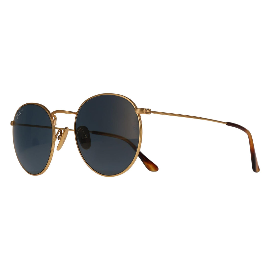 Ray-Ban Sunglasses RB8248 Round Titanium 9217T0 Brushed Gold Blue Mirror Gold Polarized
