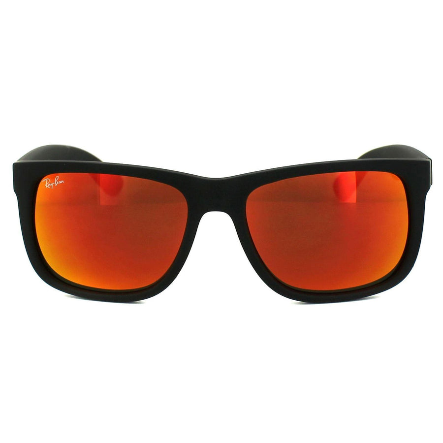 Ray-Ban Justin Classic RB4165 Sunglasses Rubber Black Red Mirror 55