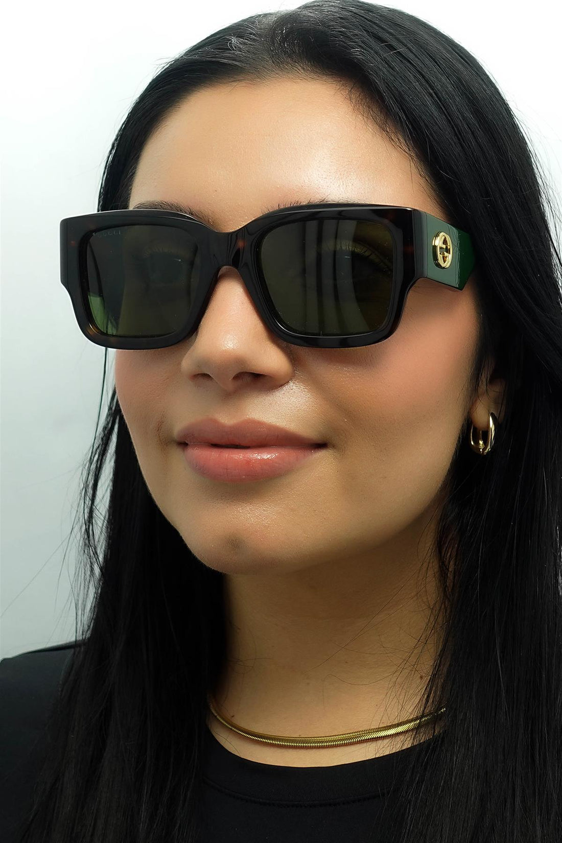 Gucci Sunglasses GG1663S 002 Havana with Green and Red Green