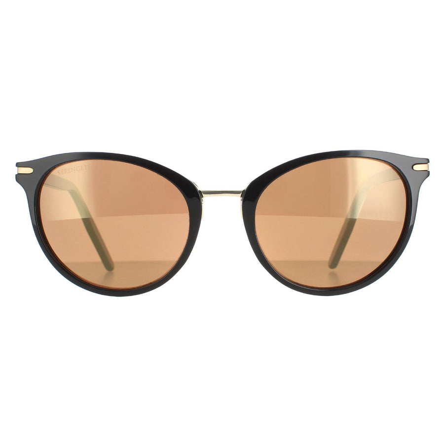Serengeti Sunglasses Elyna 8846 Shiny Black Mineral Polarized Drivers Gold