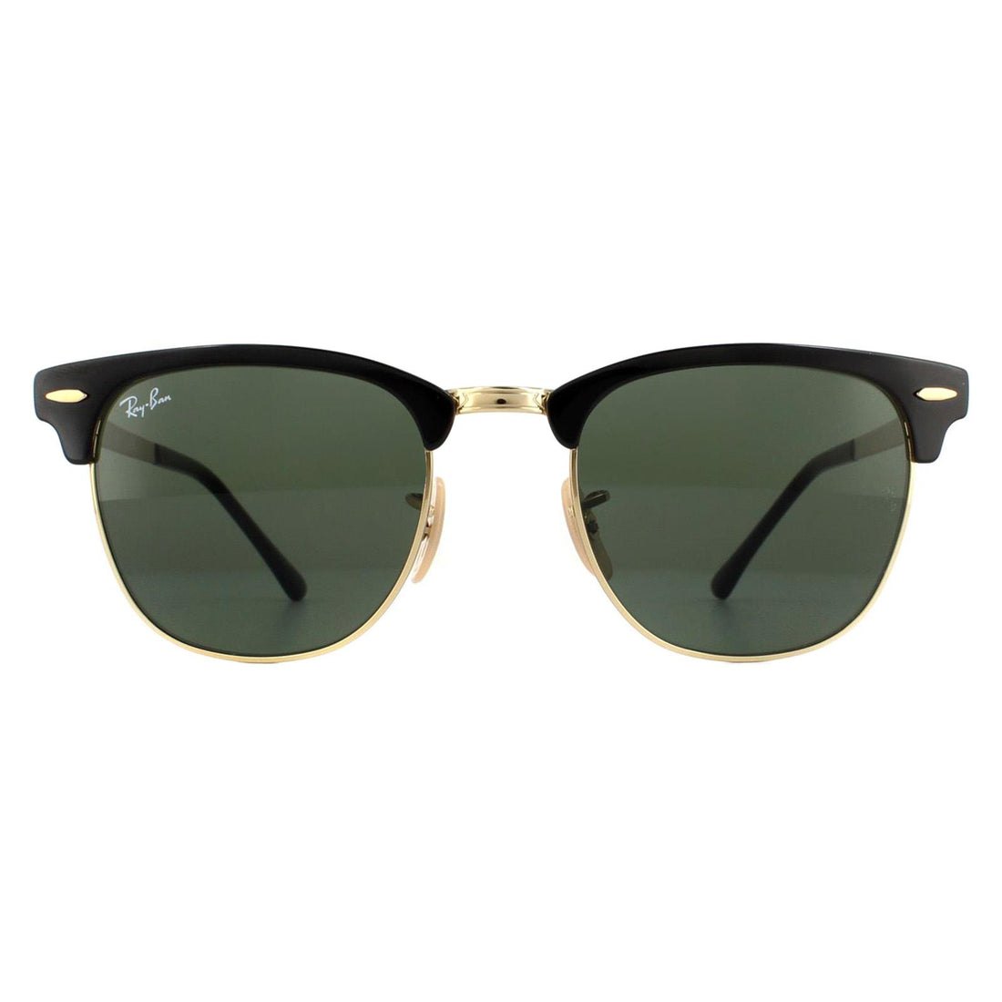 Ray-Ban Sunglasses Clubmaster Metal RB3716 187 Gold Top On Black Green