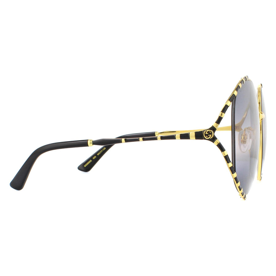 Gucci Sunglasses GG0595S 005 Gold and Black Double Grey Gradient