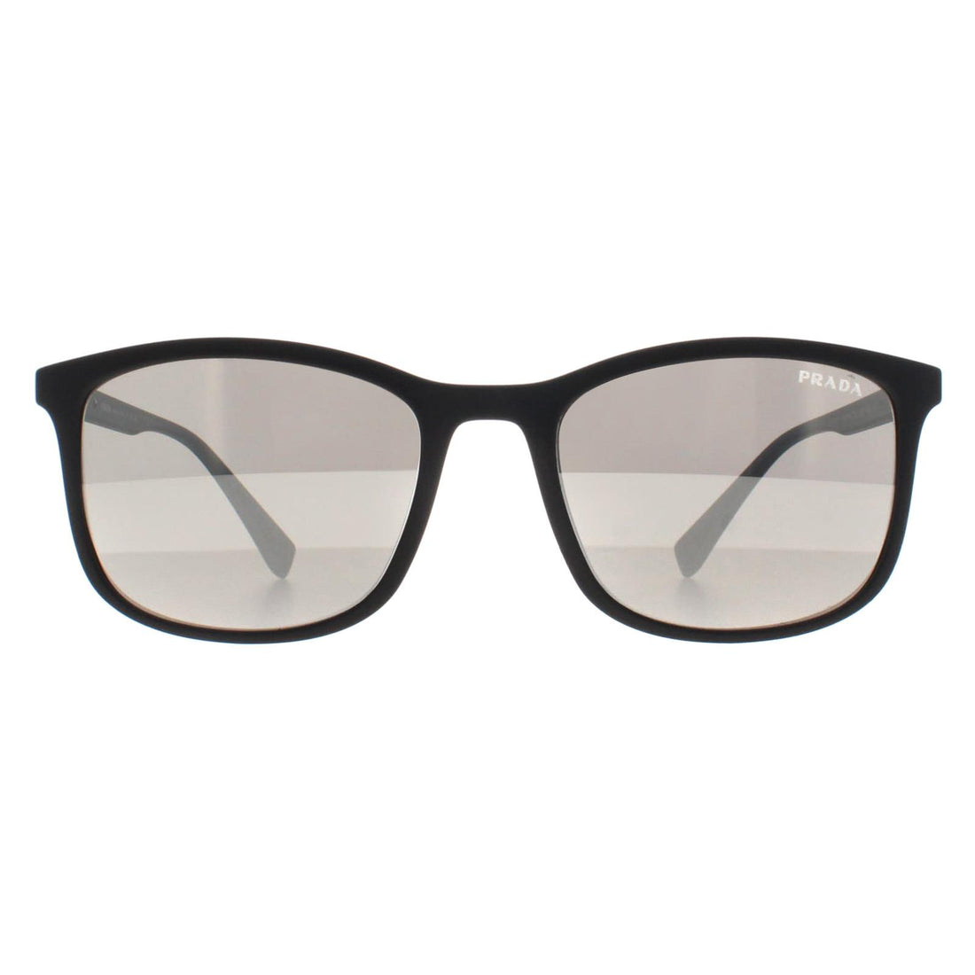 Prada Sport Sunglasses PS01TS DG02B0 Black Rubber Light Grey Silver Mirror