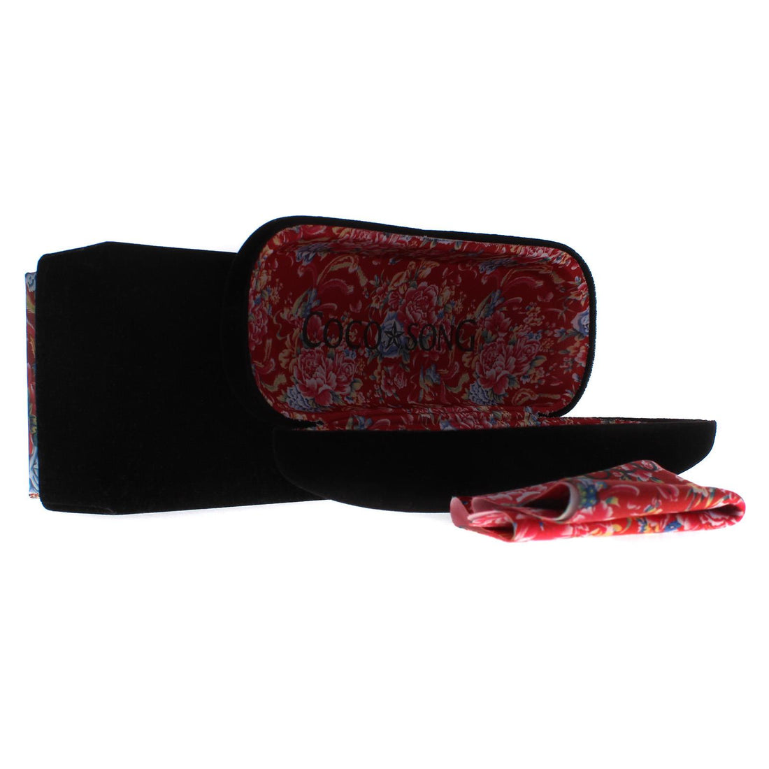 Coco Song small velvet black glasses case w presentation box and cleaning cloth
