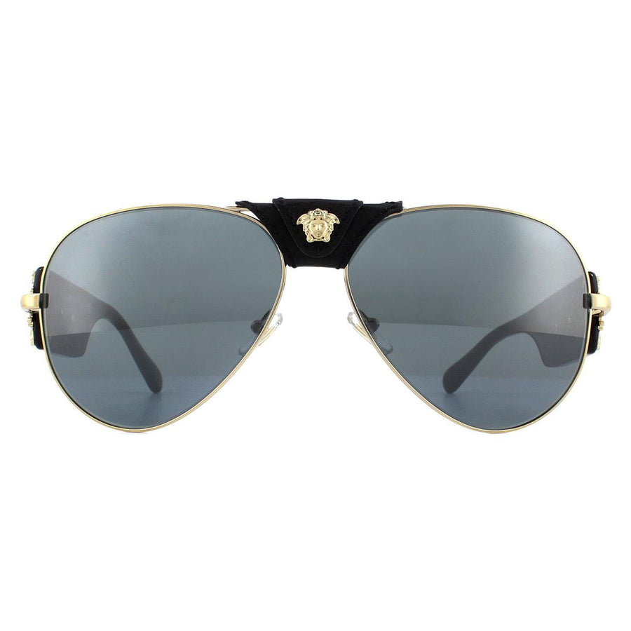 Versace VE2150Q Sunglasses Pale Gold / Grey Mirrored Black