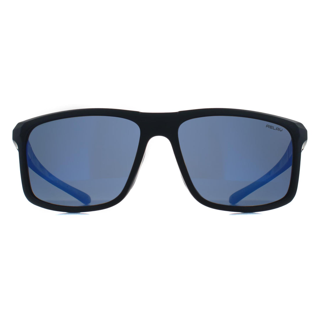 Relay Rectangle Unisex Matte Black and Blue Blue Revo Polarized Swiftline Sunglasses