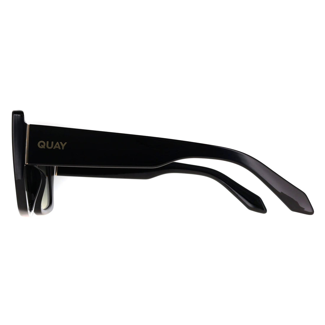 Quay Sunglasses Total Vibe 55796 Black Smoke Green Gradient