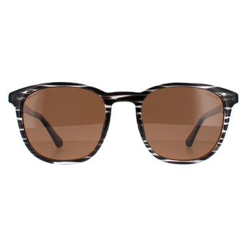 Police Sunglasses SPLF18E 6BZP Striped Grey Brown Polarized