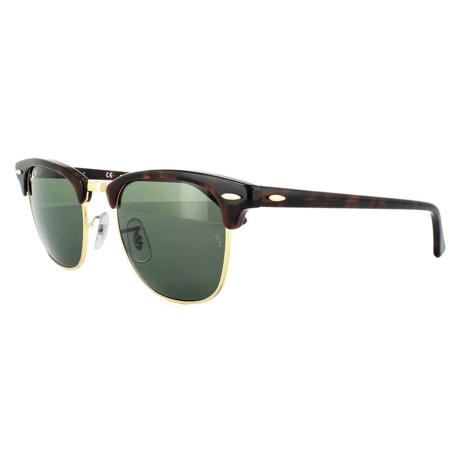 Rayban Sunglasses Clubmaster 3016 990/58 Red Havana Green Polarized Large 51mm