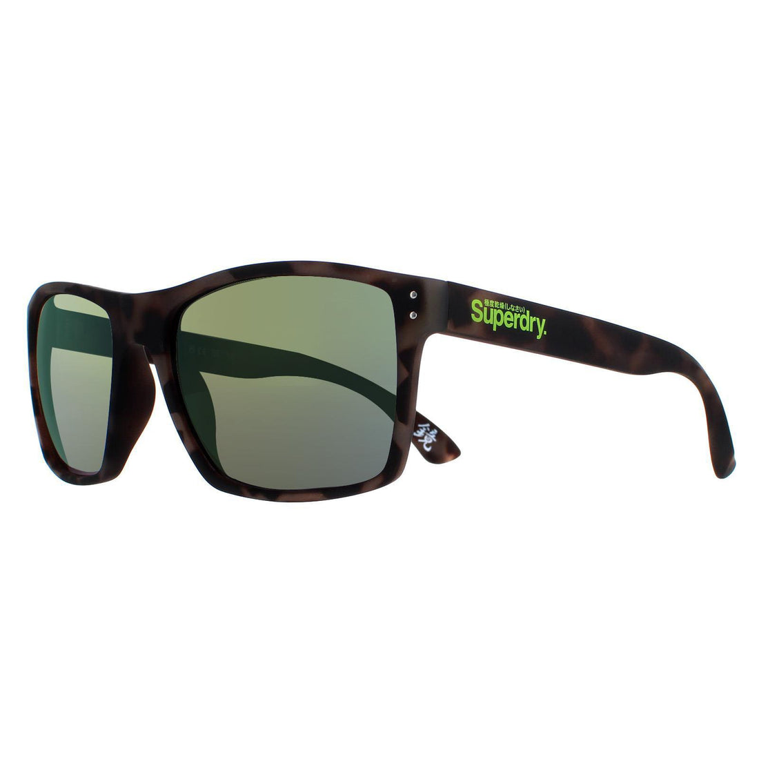 Superdry Sunglasses Kobe SDS 122 Matte Rubberised Tortoise Grey Yellow Flash Mirror