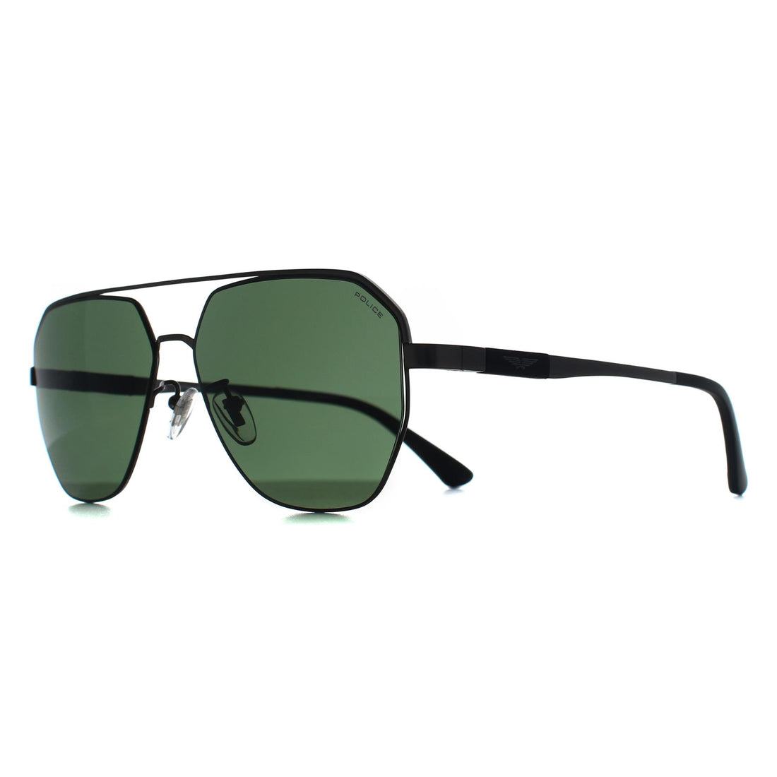 Police Sunglasses SPLP30 Ranger 1 0627 Shiny Gunmetal Green