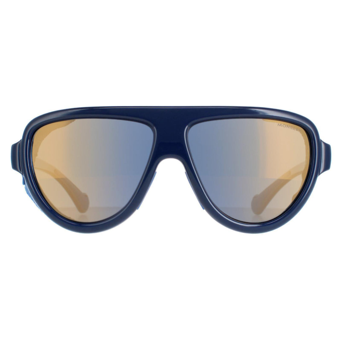 Moncler Sunglasses ML0089 90D Blue Leather Gold Mirror