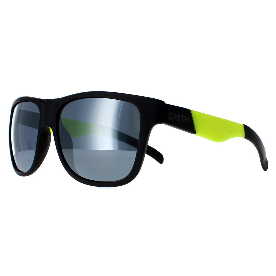Smith Sunglasses Lowdown XL PGC XB Matte Black Yellow Chromapop Silver Mirror