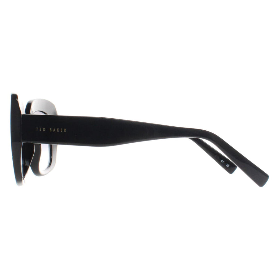 Ted Baker Sunglasses TB1675 Hattie 001 Solid Black Flowers Grey Gradient