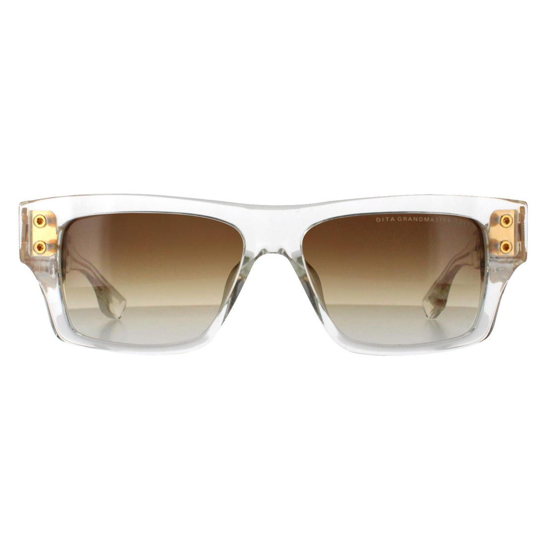 Dita Sunglasses Grandmaster Seven DTS407-A-02 Crystal Clear Yellow Gold Dark Brown to Clear Gradient