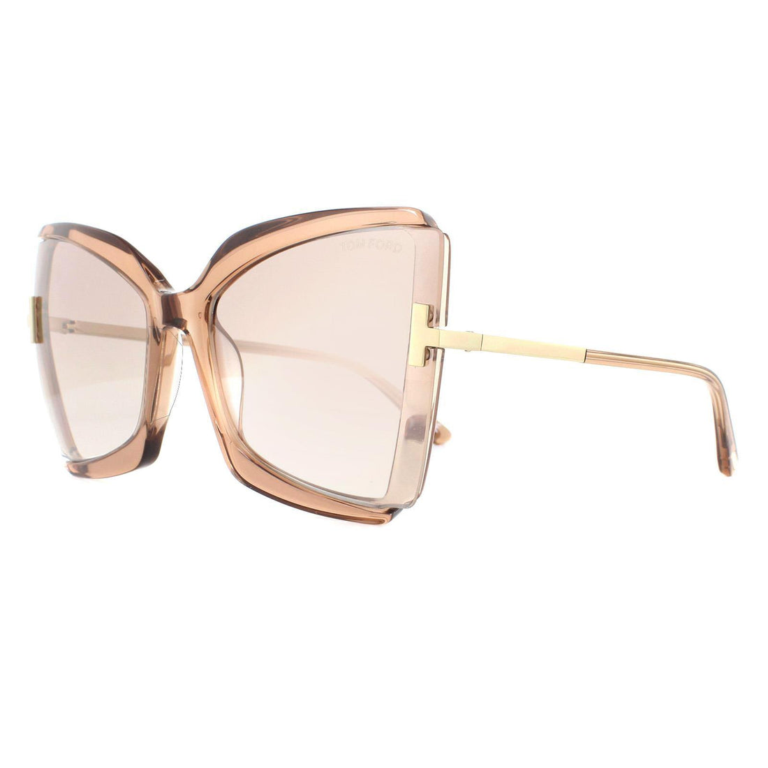 Tom Ford Sunglasses Gia FT0766 57G Shiny Beige Brown Mirror