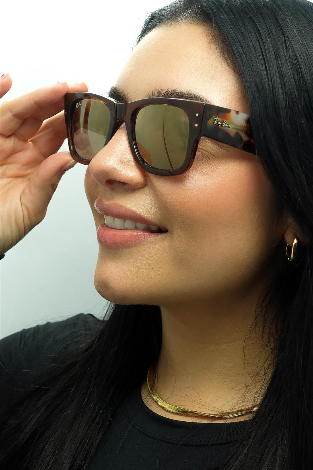 Ray-Ban Sunglasses RB0840S Mega Wayfarer 663693 Transparent Brown and Havana Gold Mirror