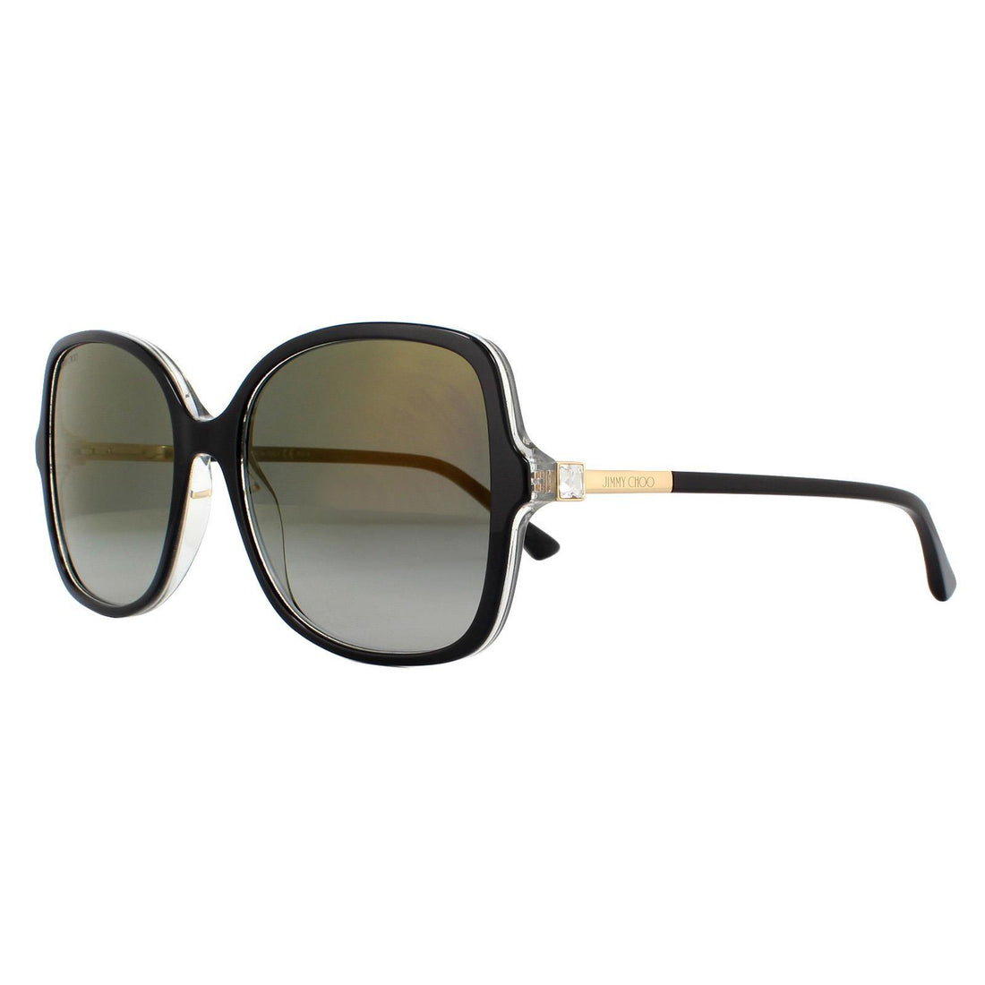 Jimmy Choo Sunglasses JUDY/S 807 FQ Black Transparent Grey Gradient Gold Mirror