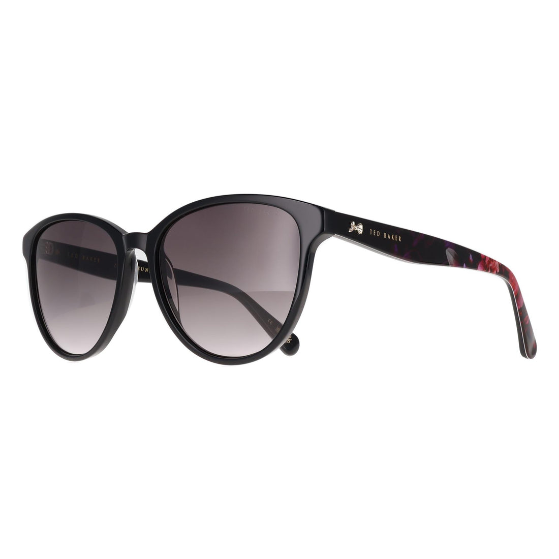 Ted Baker Sunglasses TB1763 Flori 001 Gloss Solid Black Grey Gradient