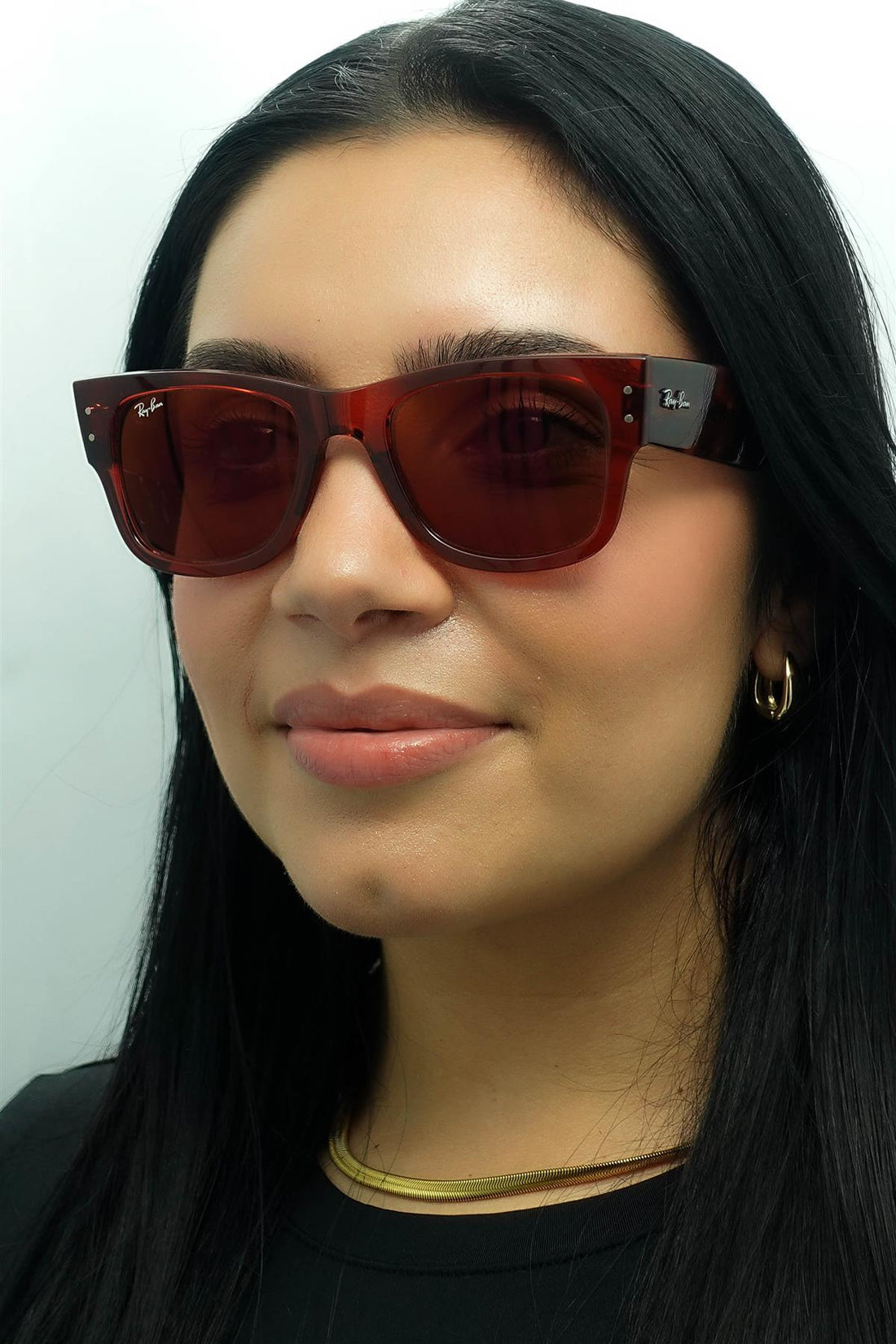 Ray-Ban Sunglasses RB0840S Mega Wayfarer 66372K Transparent Pink and Havana Red Mirror