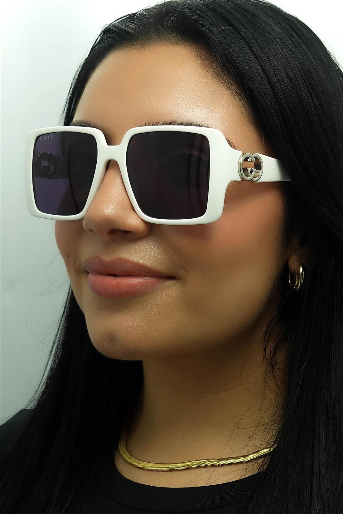 Gucci Square Womens White with Silver Dark Grey GG1692S