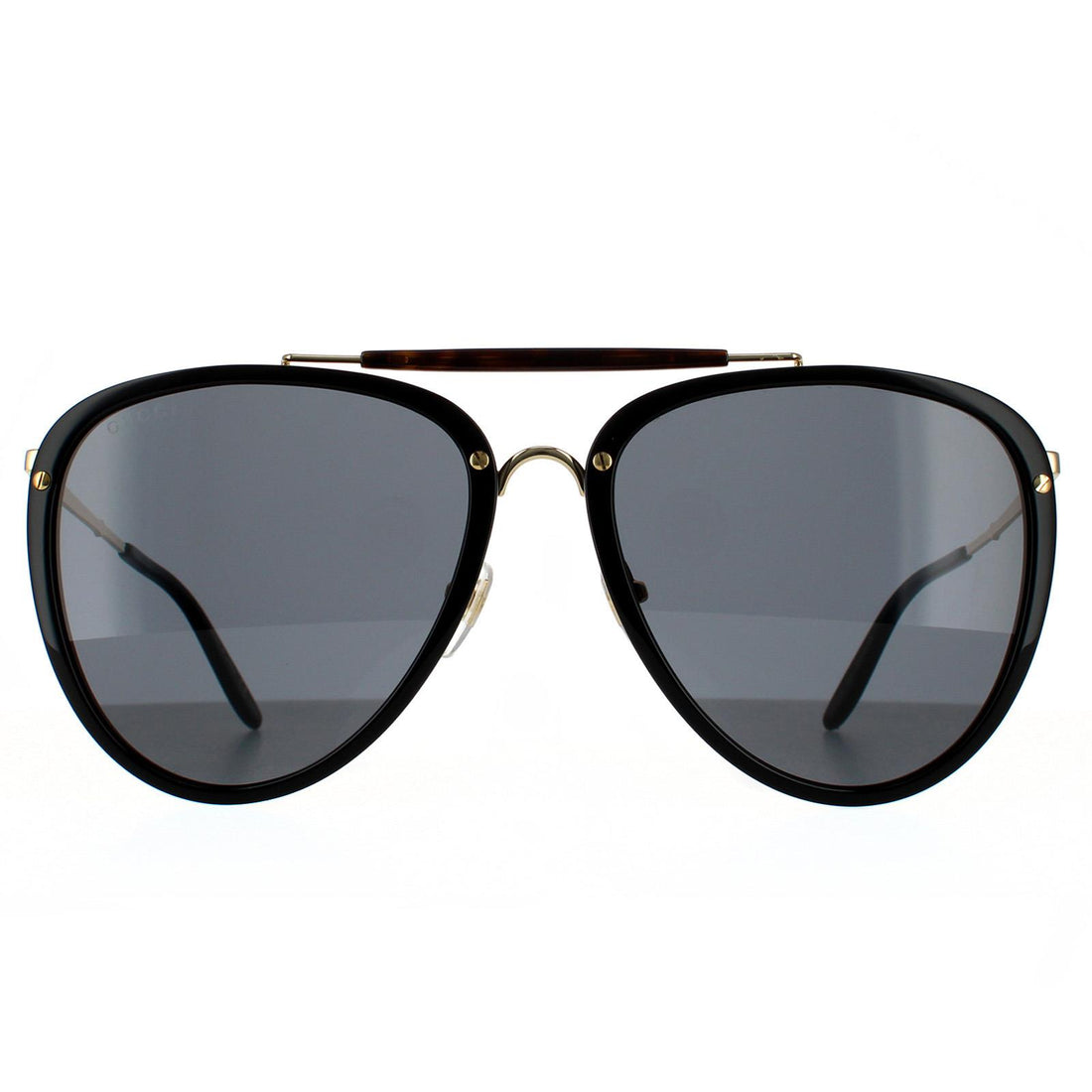 Gucci Sunglasses GG0672S 001 Shiny Black and Gold Grey